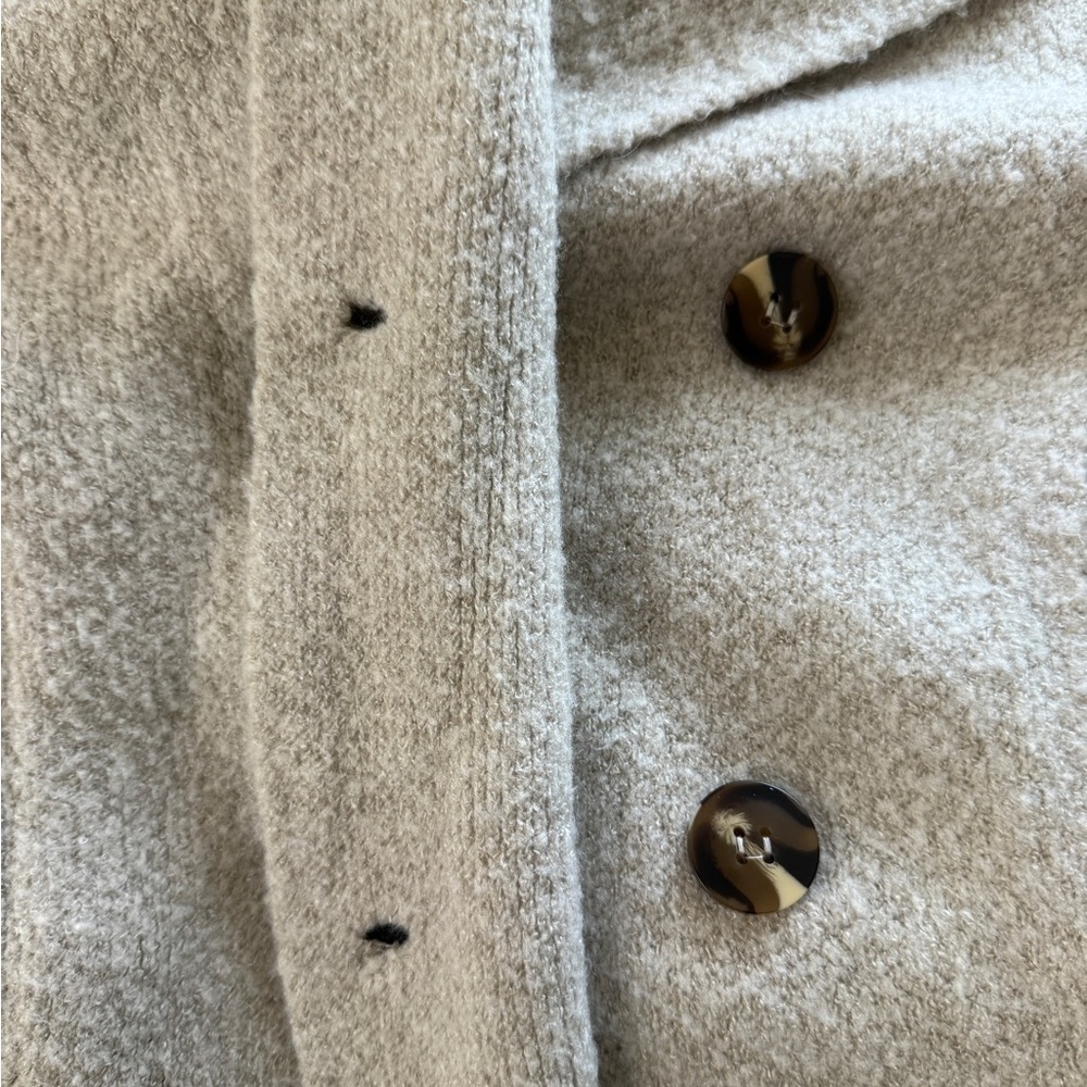 Zara Knit Double Breasted Blazer Sweater Coat Jacket Hooded Oatmeal Beige Small - Picture 11 of 11